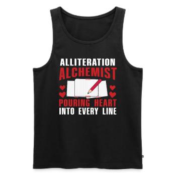 Alliteration Alchemist Poetry Slam - Men's Premium Organic Tank Top - black - Front - AI Model Male 178 light (178cm)