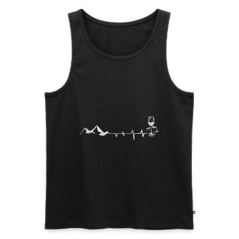 Vin - Fromage - Palpitations cardiaques - Montagne - - Débardeur bio Premium Homme - noir - Devant - Michal (187cm)