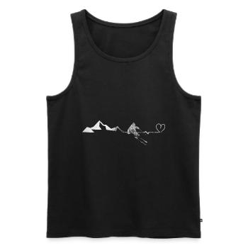 Heart - Heartbeat - Montagne - Ski - (2) - Débardeur bio Premium Homme - noir - Devant - Michal (187cm)