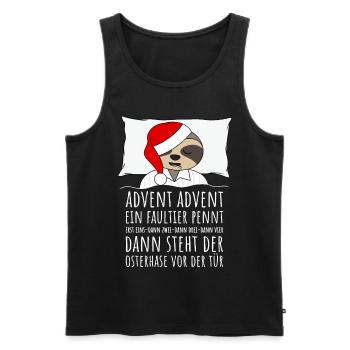 Advent Advent ein Faultier pennt Weihnachten - Männer Premium Bio Tank Top - Schwarz - Vorne - AI Model Male 178 light (178cm)