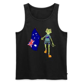 Grenouille éventail australienne - Débardeur bio Premium Homme - noir - Devant - Michal (187cm)