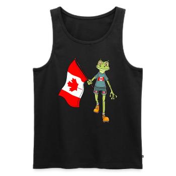 Grenouille fan du Canada - Débardeur bio Premium Homme - noir - Devant - AI Model Male 178 light (178cm)