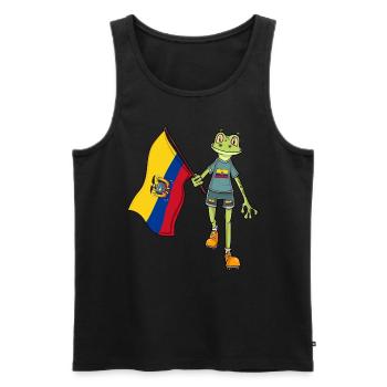 Ecuador Fan Frog - Men's Premium Organic Tank Top - black - Front - Michal (187cm)