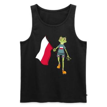 Poland Fan Frog - Men's Premium Organic Tank Top - black - Front - Michal (187cm)