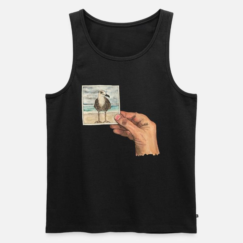 Main avec photo d'une mouette - Débardeur bio Premium Homme - noir