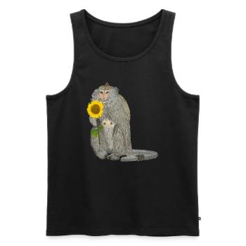 Affe Sonnenblume Makake - Männer Premium Bio Tank Top - Schwarz - Vorne - AI Model Male 178 light (178cm)