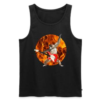 Affe Weißbartgibbon E-Gitarre Feuer lets rock - Männer Premium Bio Tank Top - Schwarz - Vorne - AI Model Male 178 light (178cm)