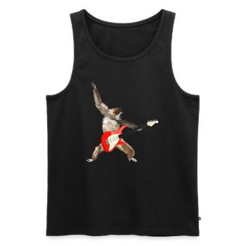 Affe Weißbartgibbon E-Gitarre lets rock - Männer Premium Bio Tank Top - Schwarz - Vorne - AI Model Male 178 light (178cm)