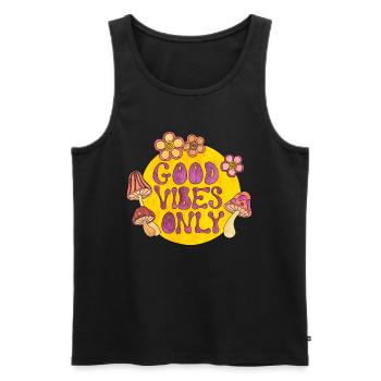 good vibes only 70er funky groovy flower power 60e - Männer Premium Bio Tank Top - Schwarz - Vorne - AI Model Male 178 light (178cm)