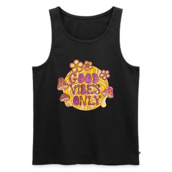 good vibes only 70er funky groovy flower power 60e - Männer Premium Bio Tank Top - Schwarz - Vorne - AI Model Male 178 light (178cm)