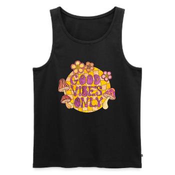 good vibes only 70er funky groovy flower power 60e - Männer Premium Bio Tank Top - Schwarz - Vorne - AI Model Male 178 light (178cm)