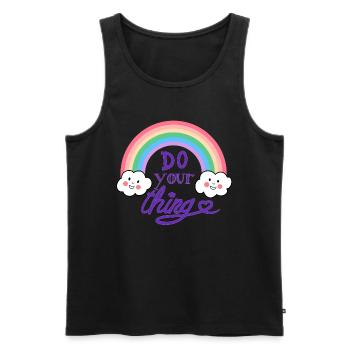 faites votre truc Arc-en-ciel Kawaii Nuages Variété - Débardeur bio Premium Homme - noir - Devant - AI Model Male 178 light (178cm)