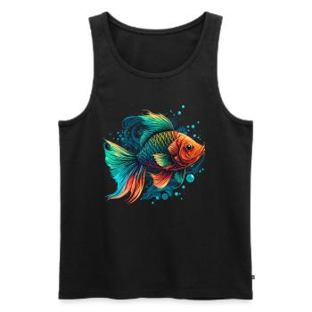 Regenbogenfisch Illustration - Männer Premium Bio Tank Top - Schwarz - Vorne - AI Model Male 178 light (178cm)