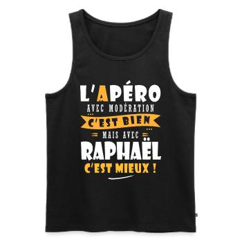 Raphaël Apero T shirt Humour personnalisé raphaël - Débardeur bio Premium Homme - noir - Devant - Michal (187cm)