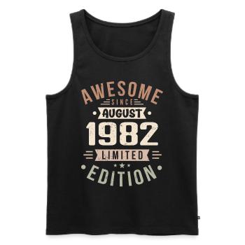 August 1982 Birthday in August 1982 Vintage 1982 - Men's Premium Organic Tank Top - black - Front - AI Model Male 178 light (178cm)