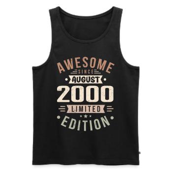 Août 2000 Anniversaire en Août 2000 Millésime 2000 - Débardeur bio Premium Homme - noir - Devant - AI Model Male 178 light (178cm)