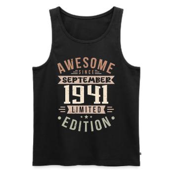1941 Septembre Anniversaire Né en septembre 1941 - Débardeur bio Premium Homme - noir - Devant - AI Model Male 178 light (178cm)