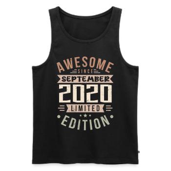 2020 Septembre Anniversaire Né Septembre 2020 - Débardeur bio Premium Homme - noir - Devant - Michal (187cm)