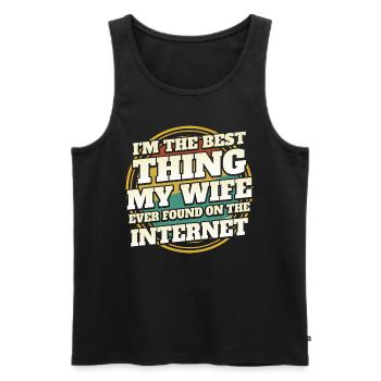 Found by my wife humor joke couple - Men's Premium Organic Tank Top - black - Front - Michal (187cm)