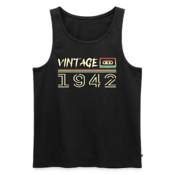 1942 Original 1942 Rétro Cadeau Anniversaire 1942 - Débardeur bio Premium Homme - noir - Devant - Michal (187cm)