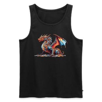 Drache anime manga blau bunt - Männer Premium Bio Tank Top - Schwarz - Vorne - AI Model Male 178 light (178cm)