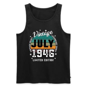 Retro 79 Jahre alt Vintage Juli 1946 79. Geburtstag - Männer Premium Bio Tank Top - Schwarz - Vorne - AI Model Male 178 light (178cm)