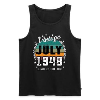 Retro 77 Jahre alt Vintage Juli 1948 77. Geburtstag - Männer Premium Bio Tank Top - Schwarz - Vorne - AI Model Male 178 light (178cm)