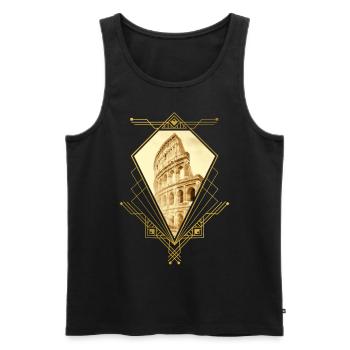 Rome Italy City Skyline Colosseum Gold Ornament - Men's Premium Organic Tank Top - black - Front - Michal (187cm)