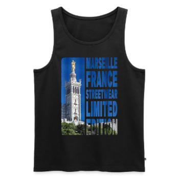 Marseille France City Skyline Home Love - Men's Premium Organic Tank Top - black - Front - Michal (187cm)