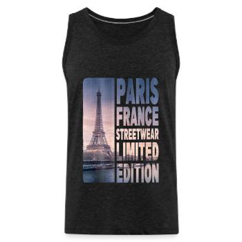 Paris France Ville Skyline Accueil Amour - Débardeur bio Premium Homme - charbon - Devant - Alexander (188cm)