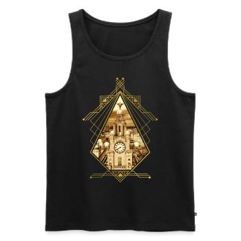 Liverpool Angleterre Ville Skyline Gold Home Amour - Débardeur bio Premium Homme - noir - Devant - Michal (187cm)