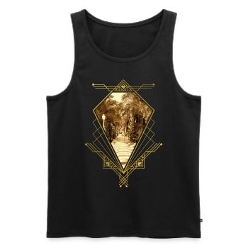Alicante Spain City Skyline Gold Ornament - Men's Premium Organic Tank Top - black - Front - Michal (187cm)