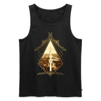 Dortmund Allemagne Ville Skyline Gold Love - Débardeur bio Premium Homme - noir - Devant - AI Model Male 178 light (178cm)