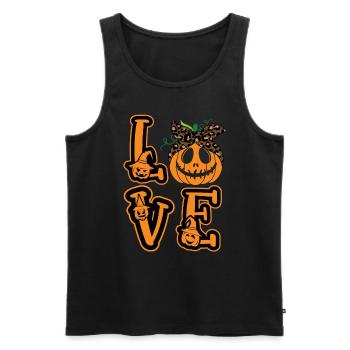 Maman Halloween Love Citrouille - Débardeur bio Premium Homme - noir - Devant - Michal (187cm)