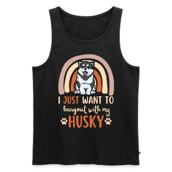 Mignon chiot Husky Kawaii - Débardeur bio Premium Homme - noir - Devant - Michal (187cm)