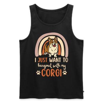 Doux gallois Corgi puppy lover kawaii - Débardeur bio Premium Homme - noir - Devant - Michal (187cm)