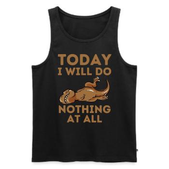 Tired Lazy Dinosaur Funny Saying - Men's Premium Organic Tank Top - black - Front - Michal (187cm)
