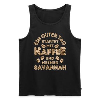 Savannah Katze Kaffee Cafe - Männer Premium Bio Tank Top - Schwarz - Vorne - AI Model Male 178 light (178cm)