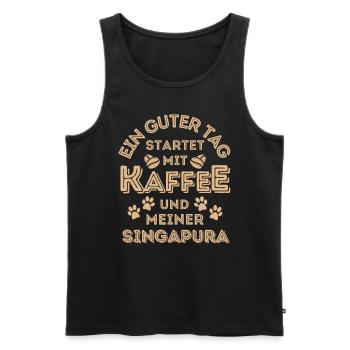 Singapura Katze Kaffee Cafe - Männer Premium Bio Tank Top - Schwarz - Vorne - Michal (187cm)