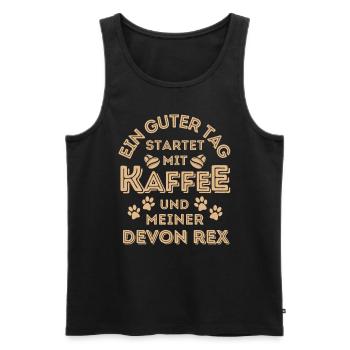 Devon Rex Katze Kaffee Cafe - Männer Premium Bio Tank Top - Schwarz - Vorne - AI Model Male 178 light (178cm)