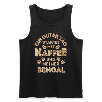 Bengal Katze Kaffee Cafe - Männer Premium Bio Tank Top - Schwarz - Vorne - Michal (187cm)