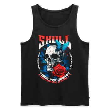 Skull Skull Butterfly Rose Flower - Men's Premium Organic Tank Top - black - Front - AI Model Male 178 light (178cm)