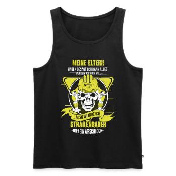 Straßenbau Straßenbauer Geschenk mit Vibrostampfer - Männer Premium Bio Tank Top - Schwarz - Vorne - Michal (187cm)