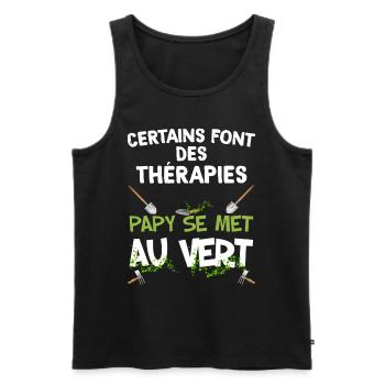 Grandpa therapy green humor man garden - Men's Premium Organic Tank Top - black - Front - Michal (187cm)