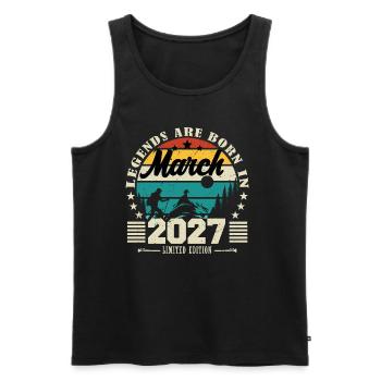 März 2027. Geburtstagsgeschenk März 2027. - Männer Premium Bio Tank Top - Schwarz - Vorne - AI Model Male 178 light (178cm)