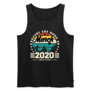 Mars 2020. Cadeau d'anniversaire mars 2020. - Débardeur bio Premium Homme - noir - Devant - Michal (187cm)