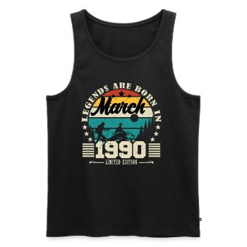 März 1990. Geburtstagsgeschenk März 1990. - Männer Premium Bio Tank Top - Schwarz - Vorne - Michal (187cm)