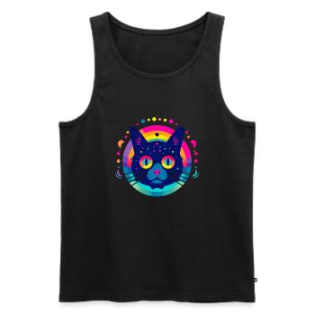 Flat Icon Cat Rainbow - Männer Premium Bio Tank Top - Schwarz - Vorne - AI Model Male 178 light (178cm)