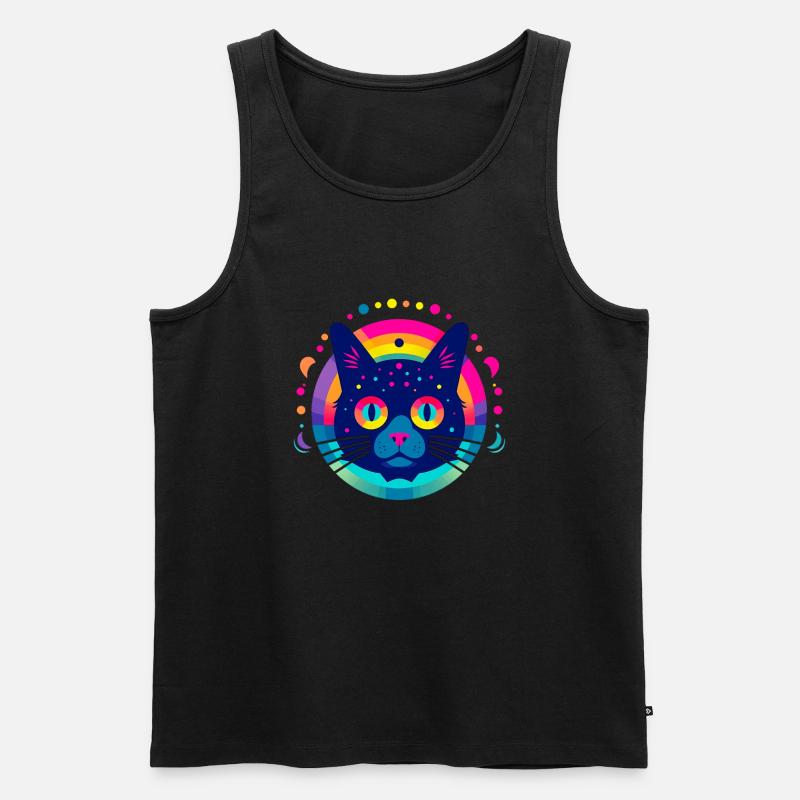 Flat Icon Cat Rainbow - Männer Premium Bio Tank Top - Schwarz