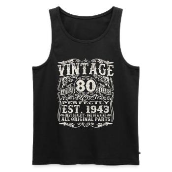 1943 geboren - 80 Jahre alt - Männer Premium Bio Tank Top - Schwarz - Vorne - AI Model Male 178 light (178cm)